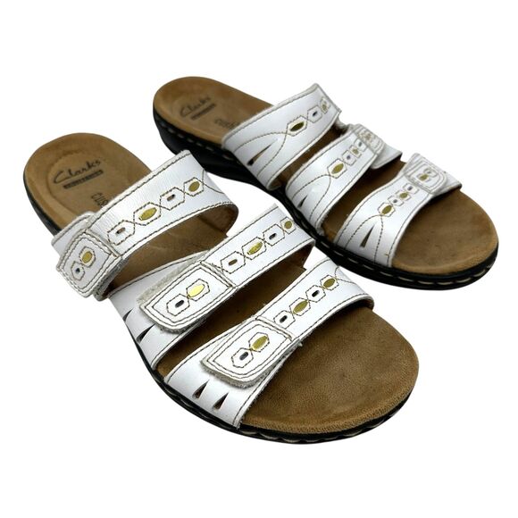 Clarks Women's Leisa Broach Strappy Hook and Loop Slip On Sandals Size 7 - Picture 1 of 6